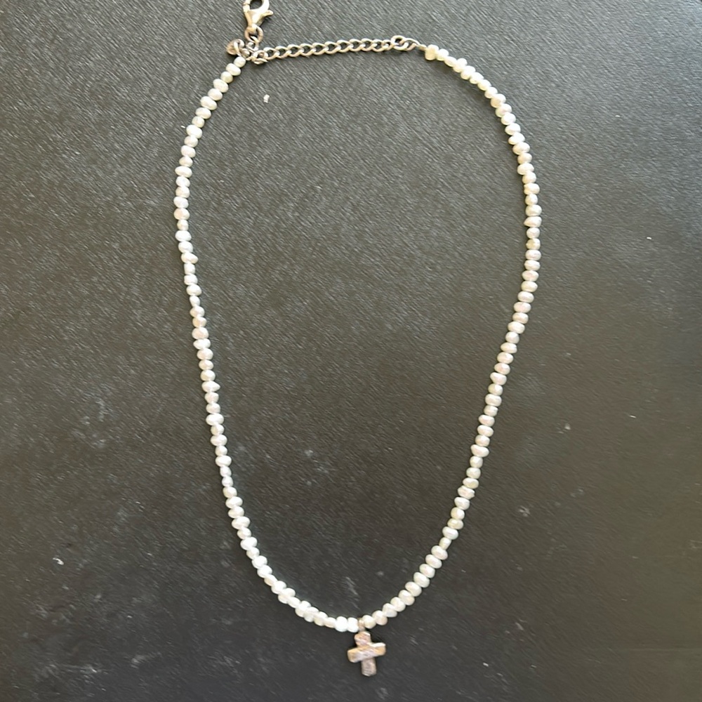 Freshwater pearl SILPADA cross necklace